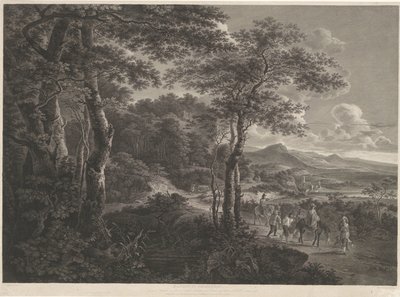 Landskap med fengslede landeveifolk Banditti-fanger (tittel på objekt) av John Browne