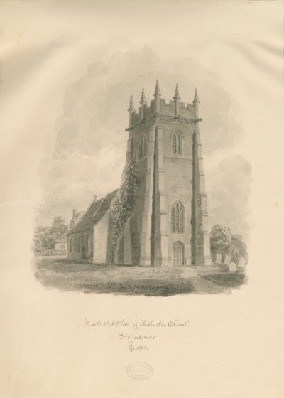 Adbaston Church: sepia-tegning av John Buckler