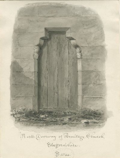 Armitage Church - North Doorway: sepia-tegning av John Buckler