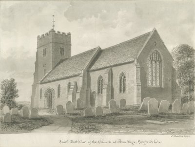 Armitage Church: sepia-tegning, 1844 av John Buckler