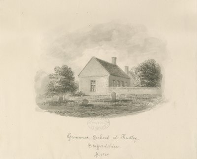 Audley Grammar School: sepia-tegning av John Buckler