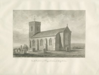 Bagnall kirke: sepia-tegning, 1848 av John Buckler