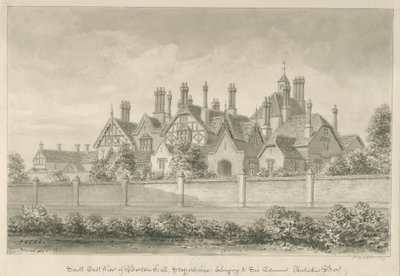 Barton under Needwood - "Barton Hall": sepia-tegning, 1839 av John Buckler