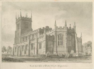Barton under Needwood Church: sepia-tegning av John Buckler
