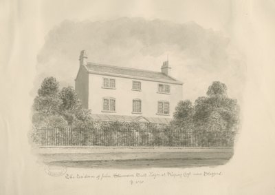 Baswich Village - huset til John Stevenson Salt, Esq. : sepia tegning av John Buckler