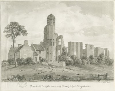 Biddulph Hall (gammel): sepia-tegning av John Buckler