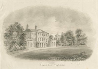 Bishton Hall: sepia-tegning av John Buckler