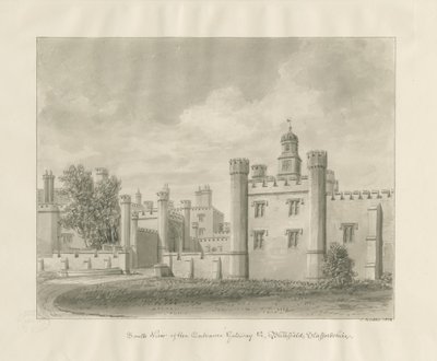 Blithfield Hall: sepia-tegning av John Buckler