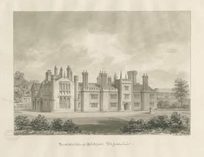Blithfield Hall: sepia-tegning, 1823 av John Buckler