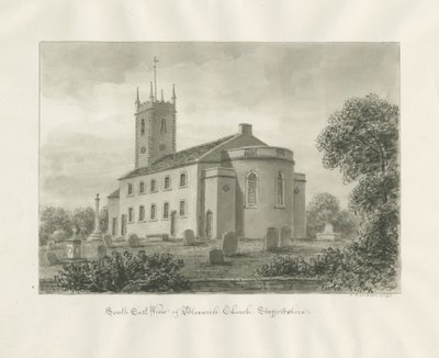 Bloxwich Church: sepia-tegning av John Buckler