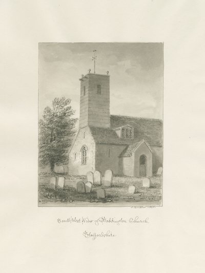 Bobbington Church: sepia-tegning av John Buckler
