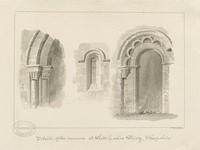 Brewood - Whiteladies Priory (Ruin): sepia-tegning av John Buckler