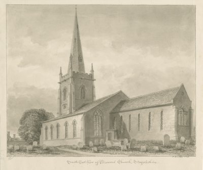 Brewood Church: sepia-tegning av John Buckler