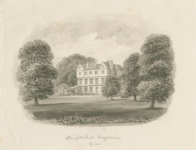 Broughton Hall: sepia-tegning av John Buckler