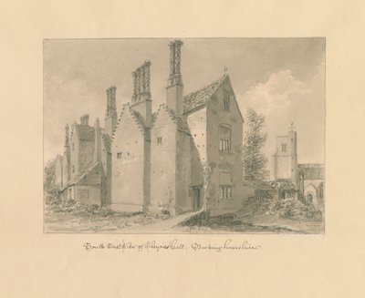 Buckinghamshire - Chenies Hall: sepia-tegning av John Buckler