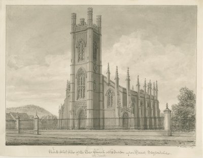 Burton-upon-Trent - Holy Trinity Church: sepia-tegning, 1839 av John Buckler