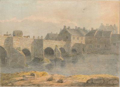 Burton-upon-Trent Bridge and Town: vannfargemaleri, og [?1700-tallet] av John Buckler