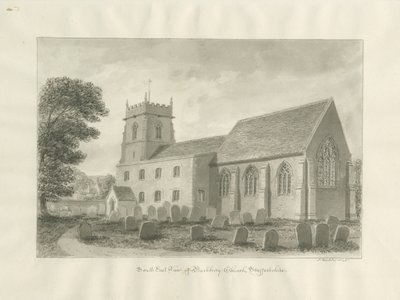 Bushbury Church: sepia-tegning, 1845 av John Buckler