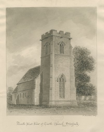 Slottskirken - Kirke: sepia tegning av John Buckler