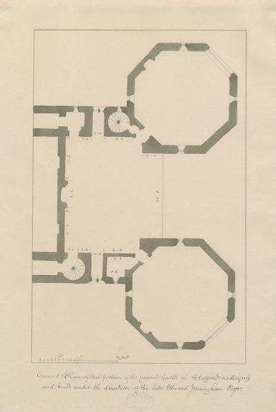 Castle Church - Stafford Castle: blyant og vask, nd [?19. århundre] (tegning) av John Buckler