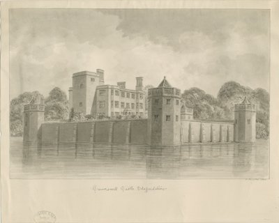 Caverswall Castle: sepia-tegning av John Buckler