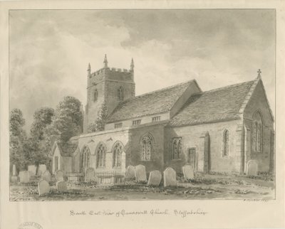 Caverswall kirke: sepia tegning av John Buckler