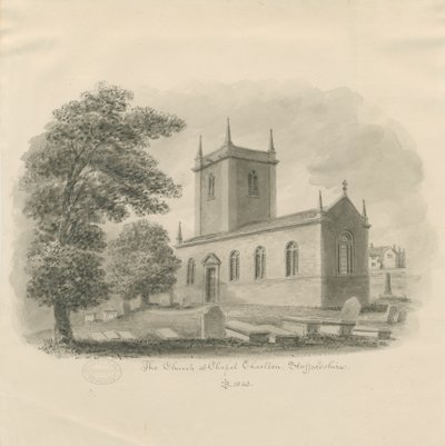 Chapel Chorlton Church: sepia-tegning av John Buckler