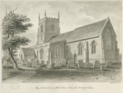 Cheddleton Church: sepia-tegning av John Buckler