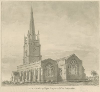 Clifton Campville Church: sepia-tegning av John Buckler