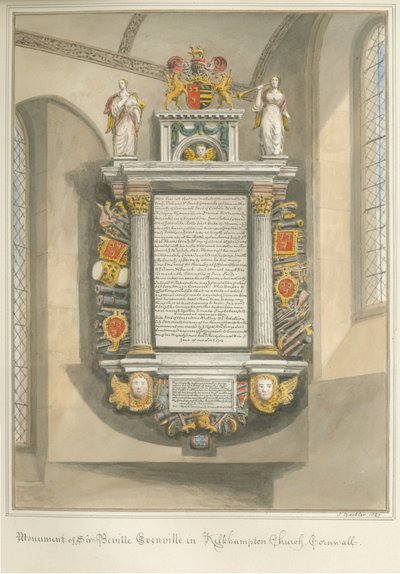 Cornwall - Kilkhampton Church - Monument of Sir Bevil Grenville av John Buckler