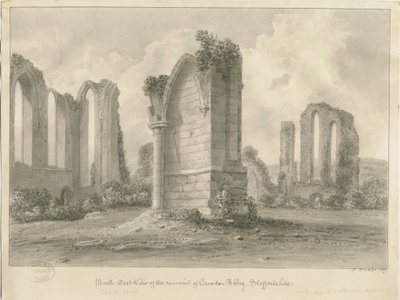 Croxden Abbey: sepia-tegning av John Buckler