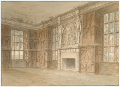 Derbyshire - Hardwick Hall [Gamle] - Interiør i rommet av John Buckler