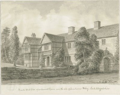 Dieulacres Abbey - Ancient House: sepia-tegning av John Buckler