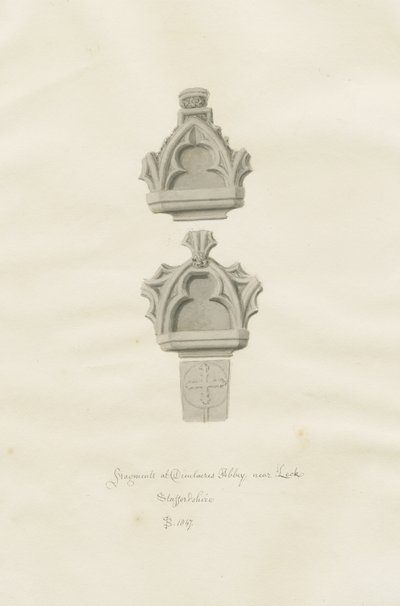 Dieulacres Abbey: sepia-tegning av John Buckler