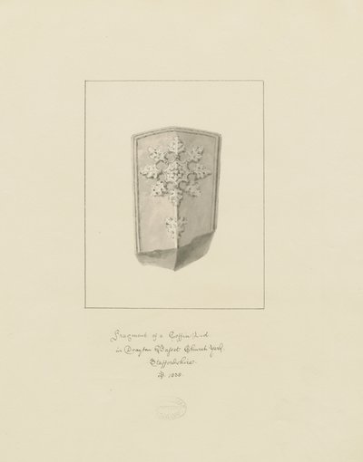Drayton Bassett Church - Kistelokk: sepia-tegning, 1838 av John Buckler