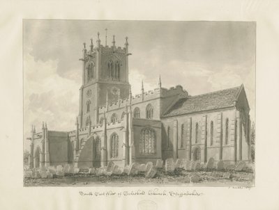Eccleshall kirke: sepia-tegning av John Buckler