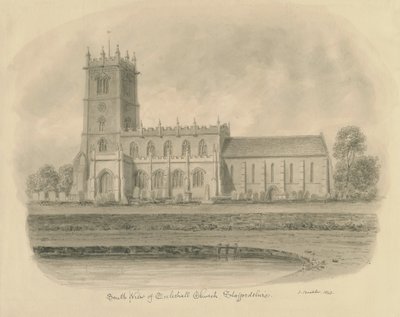 Eccleshall kirke: sepia-tegning av John Buckler