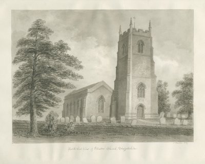 Ellastone Church: sepia-tegning, 1847 av John Buckler