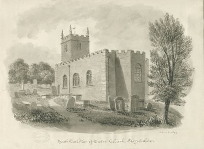 Endon kirke: sepia tegning av John Buckler