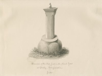 Font ved Betley Church: sepia-tegning av John Buckler