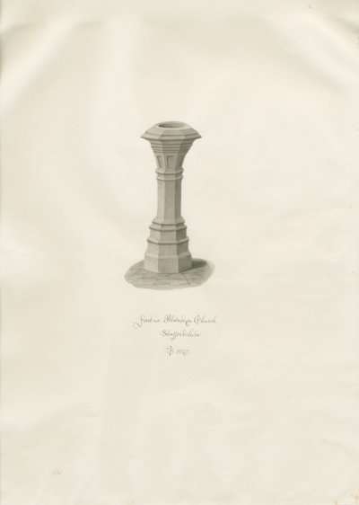 Font i Aldridge Church: sepia-tegning av John Buckler