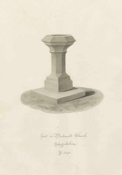 Font i Bucknall Church: sepia-tegning av John Buckler