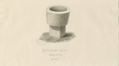 Font i Gayton Church: sepia-tegning av John Buckler