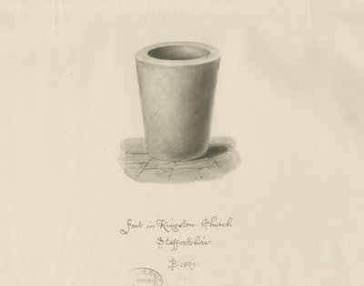 Font i Kingstone Church: sepia-tegning, 1839 av John Buckler