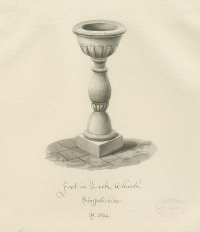 Font i Leek Church: sepia-tegning, 1844 av John Buckler