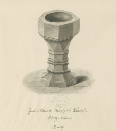 Font i Mayfield Church: sepia-tegning av John Buckler