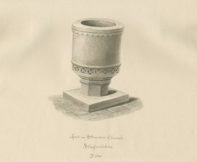 Font i Standon Church: sepia-tegning av John Buckler