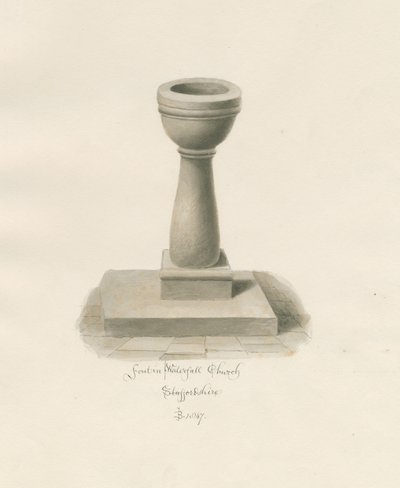 Font i Waterfall Church: sepia-tegning av John Buckler
