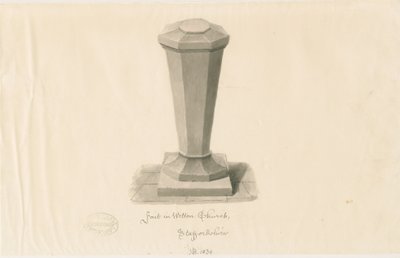 Font i Wetton Church: sepia-tegning, 1839 av John Buckler