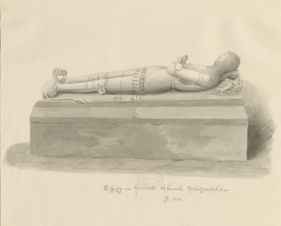 Gnosall kirke - Effigy: vasketegning av John Buckler